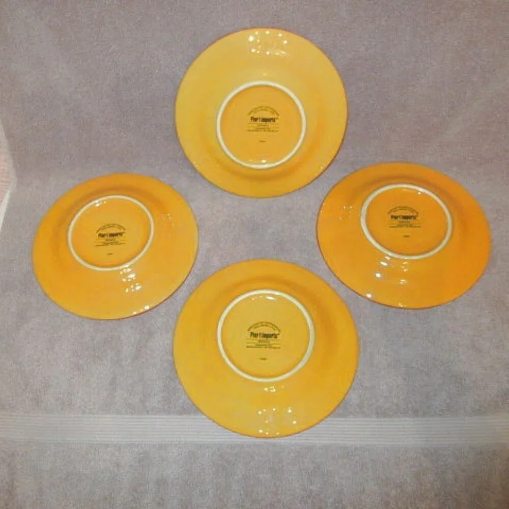 4X Lot Pier 1 Import Grenada Plates Colorful Earthenware Lunch Salad Desert Boho